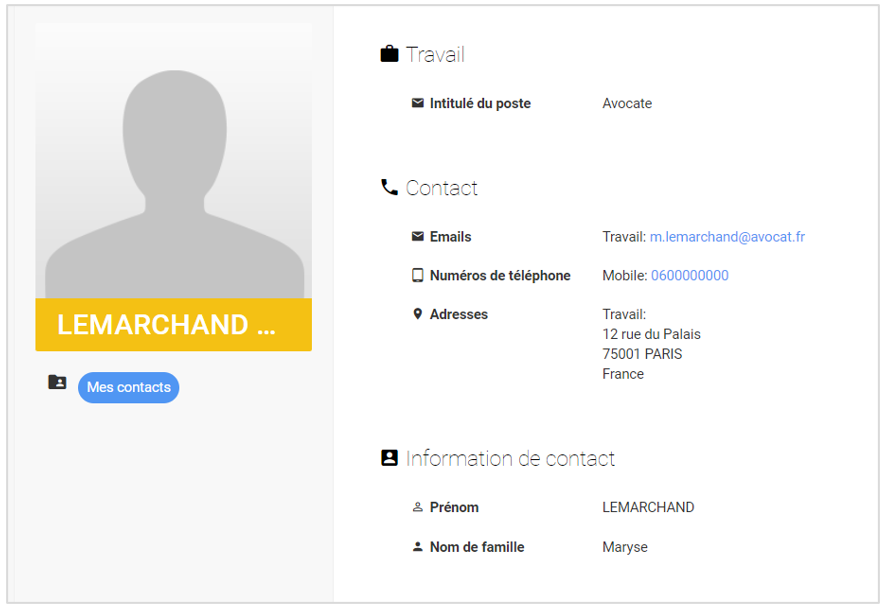 Créer un nouveau contact Conseil national des barreaux